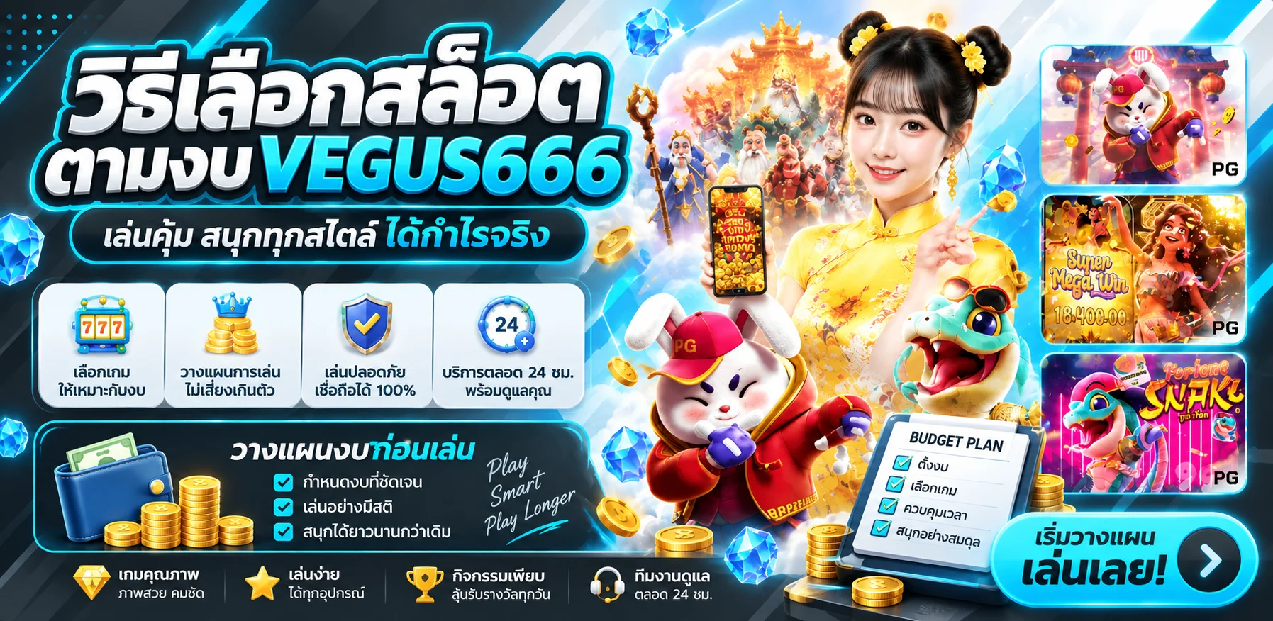 VEGUS666 วิธีเลือกสล็อตตามงบ RTP โบนัส และจุดหยุด